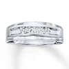 Thumbnail Image 1 of Previously Owned Men's Diamond Wedding Band 1/4 ct tw Round-cut 10K White Gold - Size 17