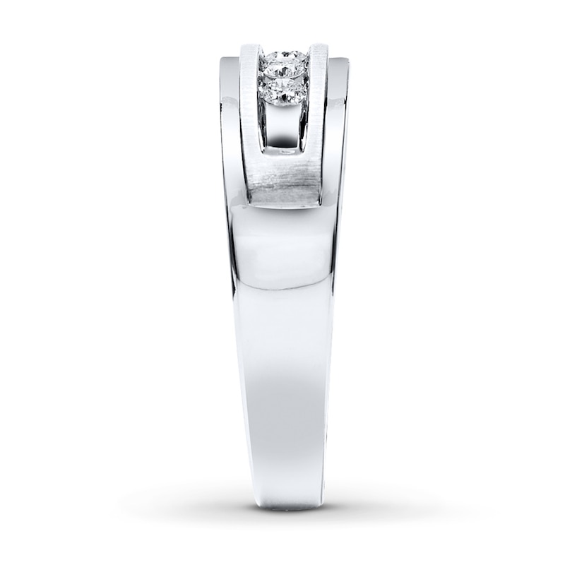 Main Image 3 of Previously Owned Men's Diamond Wedding Band 1/4 ct tw Round-cut 10K White Gold - Size 17