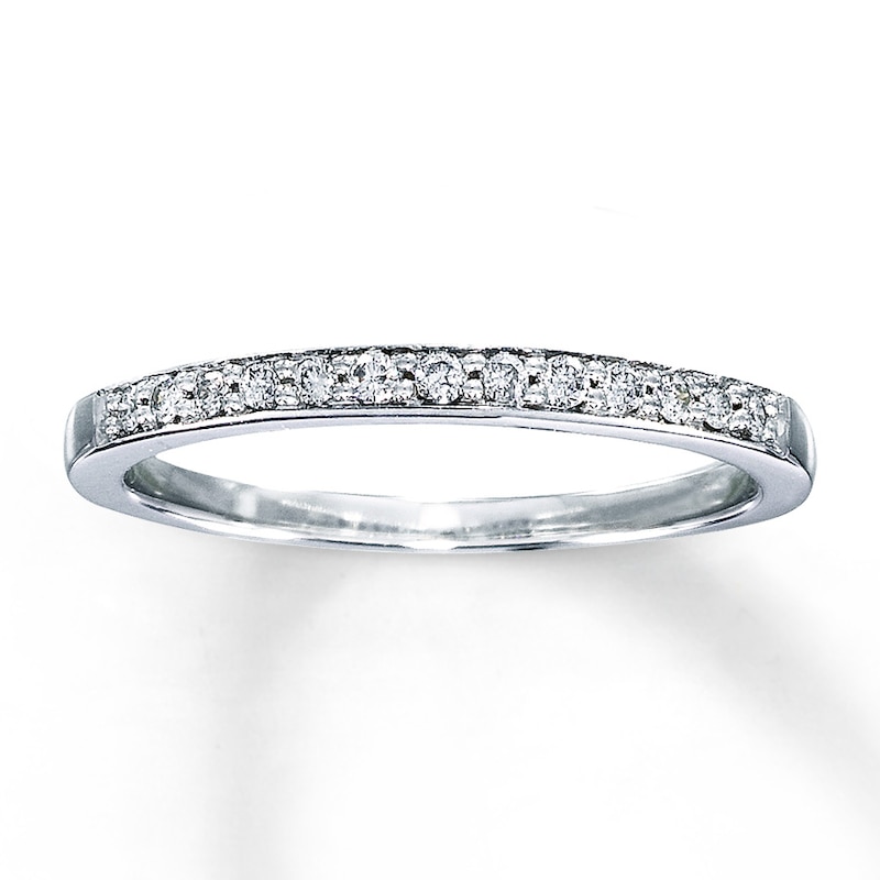 Main Image 1 of Previously Owned Diamond Anniversary Band 1/8 ct tw Round-cut 10K White Gold - Size 9.75