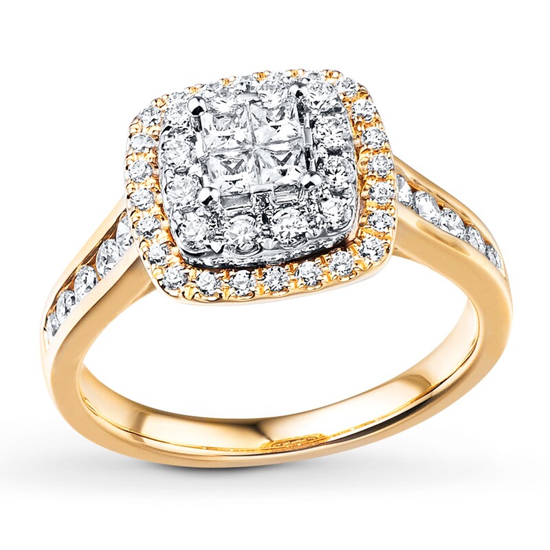 Main Image 1 of Previously Owned Diamond Engagement Ring 3/4 ct tw Princess & Round-cut 14K Two-Tone Gold - Size 10.25