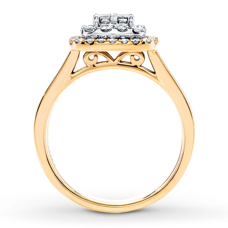 Main Image 2 of Previously Owned Diamond Engagement Ring 3/4 ct tw Princess & Round-cut 14K Two-Tone Gold - Size 10.25