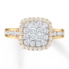 Thumbnail Image 4 of Previously Owned Diamond Engagement Ring 3/4 ct tw Princess & Round-cut 14K Two-Tone Gold - Size 10.25
