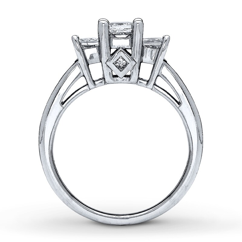 Main Image 2 of Previously Owned 3-Stone Diamond Ring 1-1/2 ct tw Princess-cut 14K White Gold Size 11.25