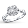 Thumbnail Image 1 of Previously Owned Diamond Engagement Ring 1/3 ct tw Princess & Round-cut 10K White Gold Size 11.25