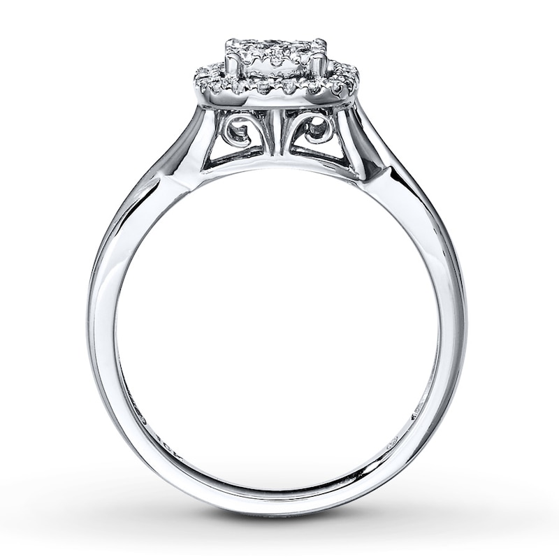 Main Image 2 of Previously Owned Diamond Engagement Ring 1/3 ct tw Princess & Round-cut 10K White Gold Size 11.25
