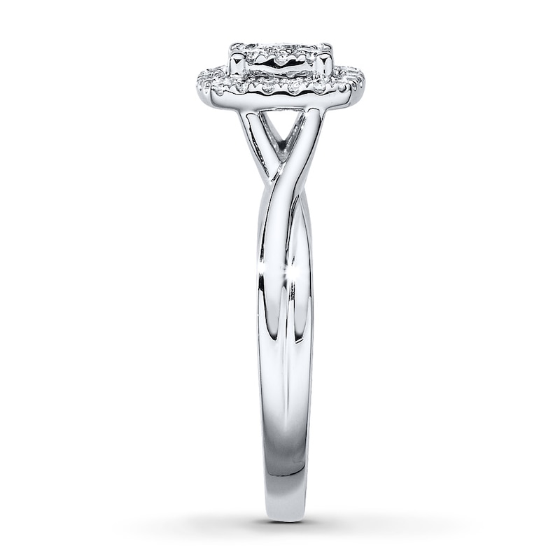 Main Image 3 of Previously Owned Diamond Engagement Ring 1/3 ct tw Princess & Round-cut 10K White Gold Size 11.25