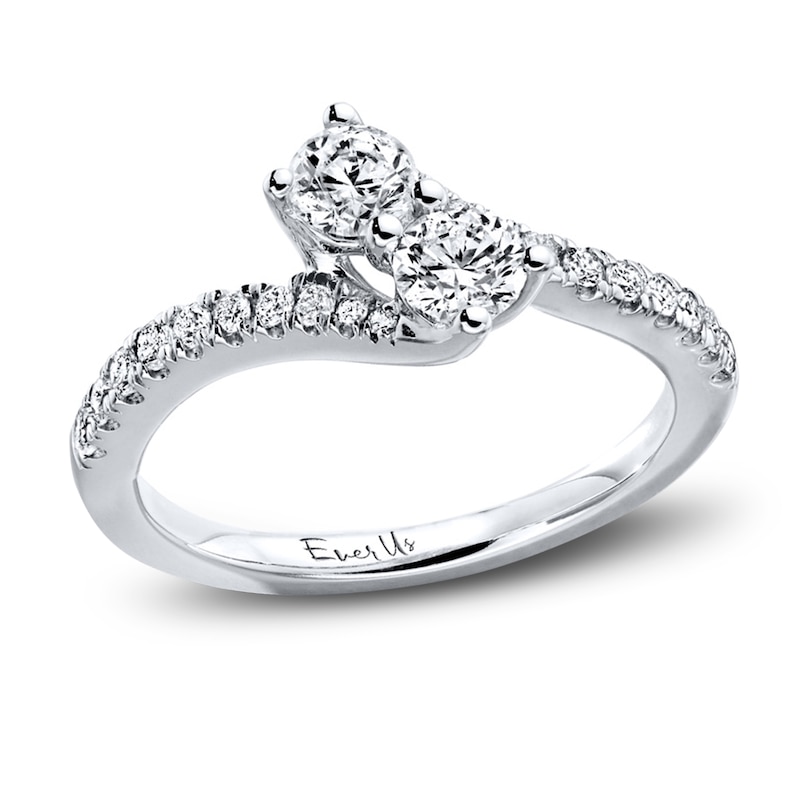 Main Image 1 of Previously Owned Ever Us Two-Stone Anniversary Ring 3/4 ct tw Round-cut Diamonds 14K White Gold Size 11.5