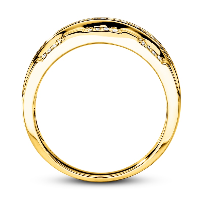 Main Image 2 of Previously Owned Men's Wedding Band 1/2 ct tw Round-cut Diamonds 10K Yellow Gold Size 10