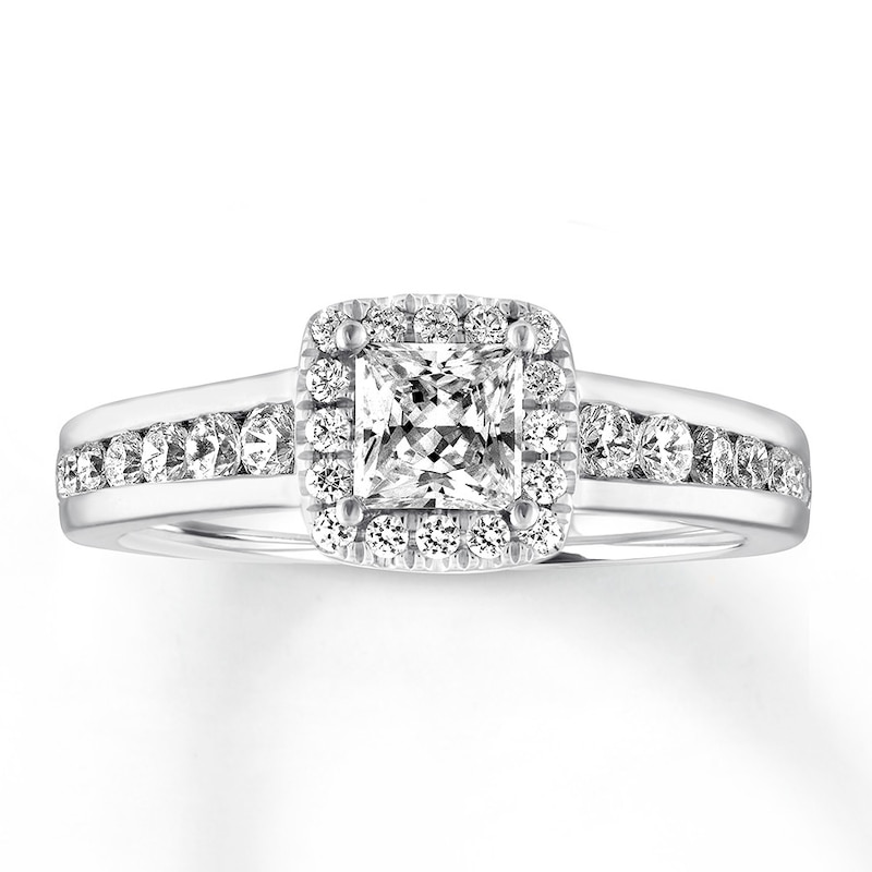 Previously Owned Diamond Engagement Ring 5/8 ct tw Princess & Round-cut 14K White Gold - Size 9.75