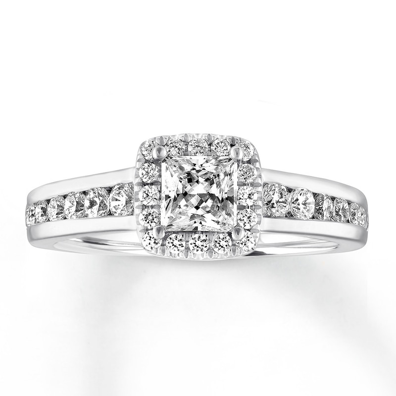 Main Image 1 of Previously Owned Diamond Engagement Ring 5/8 ct tw Princess & Round-cut 14K White Gold Size 9.75