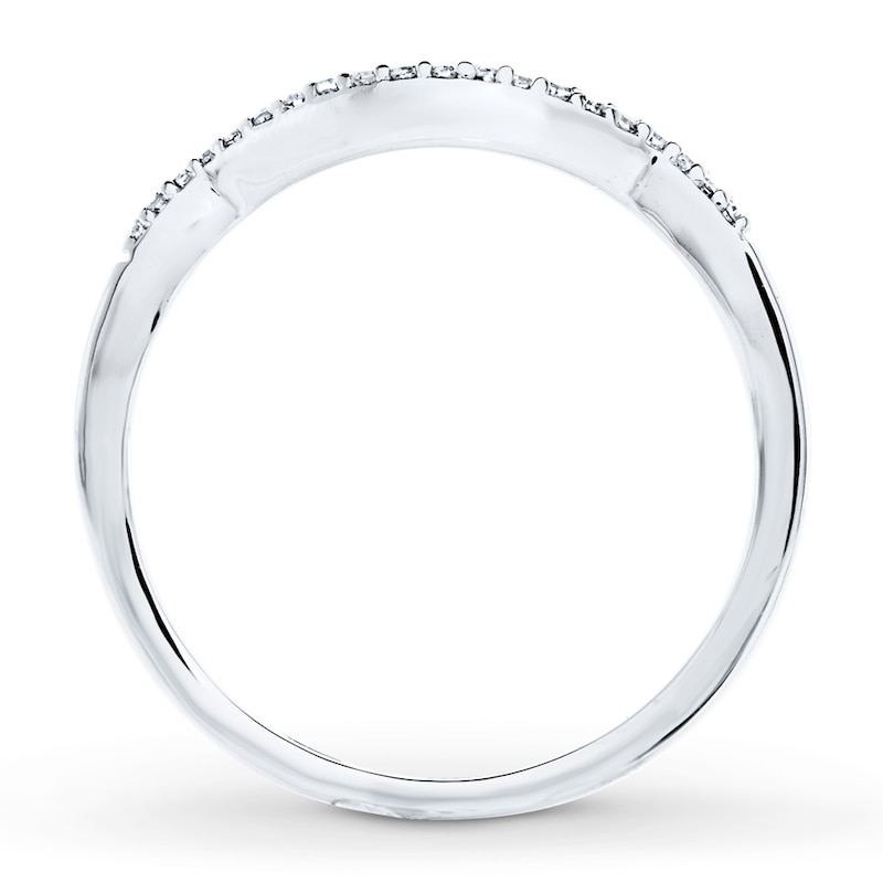 Main Image 2 of Previously Owned Wedding Band 1/15 ct tw Round-cut Diamonds 10K White Gold - Size 9.75