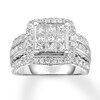 Thumbnail Image 1 of Previously Owned Diamond Engagement Ring 2 ct tw Princess & Round-cut 10K White Gold Size 9.75