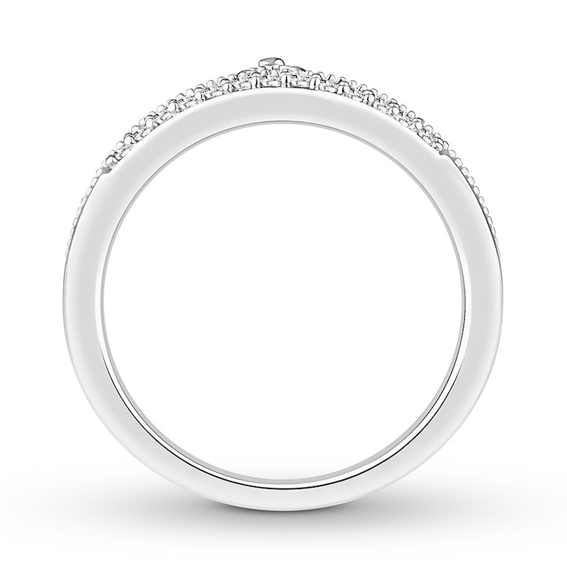 Main Image 2 of Previously Owned Diamond Tiara Wedding Band 1/10 ct tw Round-cut 10K White Gold Size 11.25