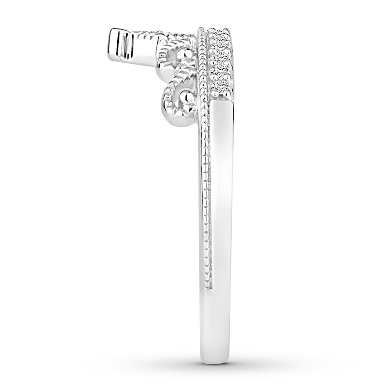 Main Image 3 of Previously Owned Diamond Tiara Wedding Band 1/10 ct tw Round-cut 10K White Gold Size 11.25