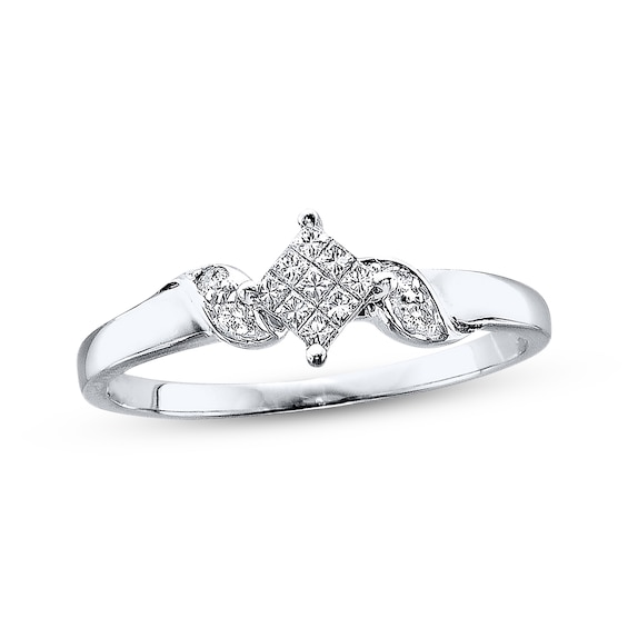 Previously Owned Diamond Promise Ring 1/6 ct tw Princess-cut 14K White Gold 9.5