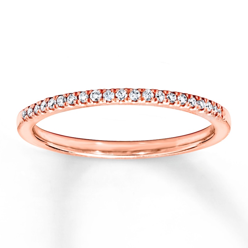 Main Image 1 of Previously Owned Diamond Wedding Band 1/10 ct tw Round-cut 14K Rose Gold Size 10