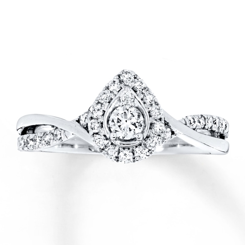 Main Image 1 of Previously Owned Engagement Ring 3/8 ct tw Round-cut Diamonds 14K White Gold - Size 11.5