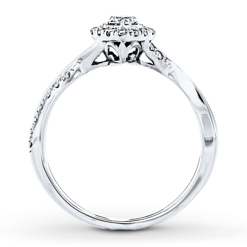 Main Image 2 of Previously Owned Engagement Ring 3/8 ct tw Round-cut Diamonds 14K White Gold - Size 11.5