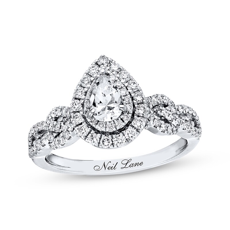 Main Image 1 of Previously Owned Neil Lane Bridal Ring 7/8 ct tw Pear & Round-cut Diamonds 14K White Gold - Size 10