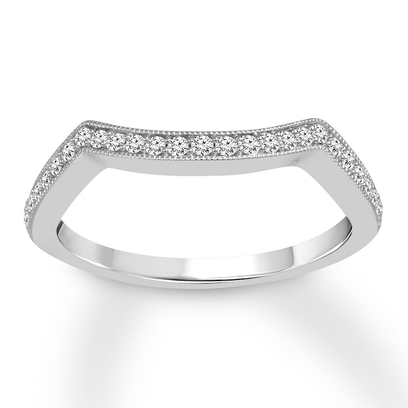 Main Image 1 of Previously Owned Diamond Wedding Band 1/5 ct tw Round-cut 14K White Gold Size 3.75
