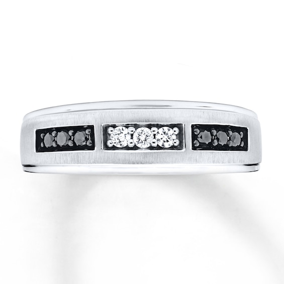 Previously Owned Men's Wedding Band 1/4 ct tw Round-cut Diamonds 10K White Gold Size 7.5