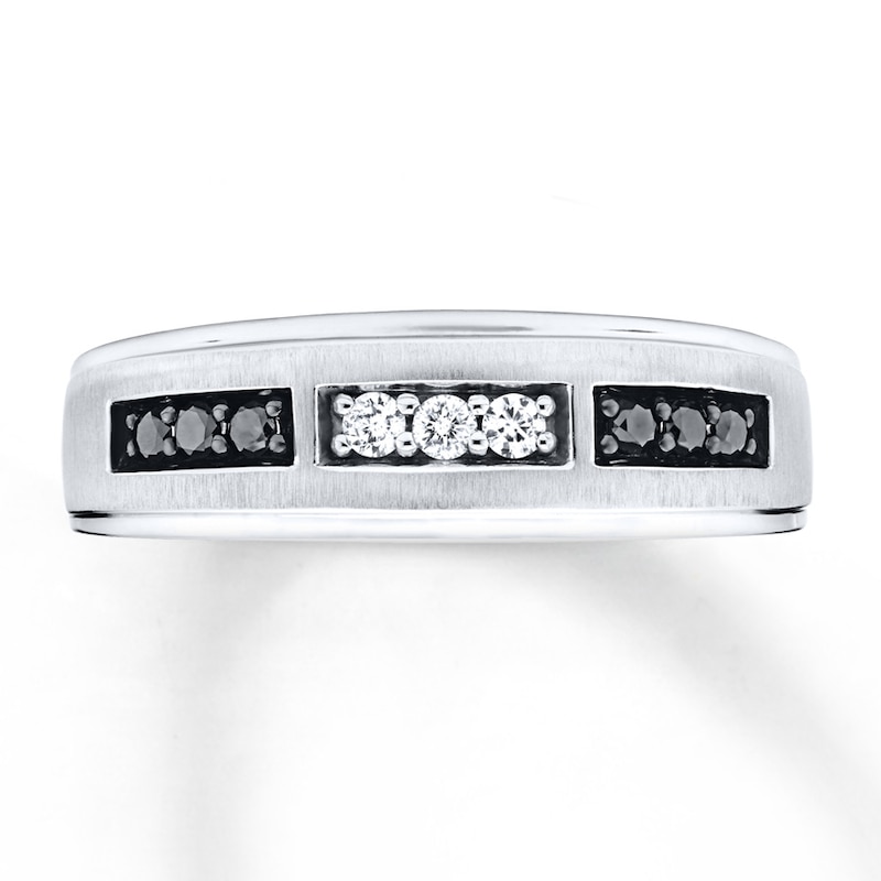 Main Image 1 of Previously Owned Men's Wedding Band 1/4 ct tw Round-cut Diamonds 10K White Gold - Size 7.5