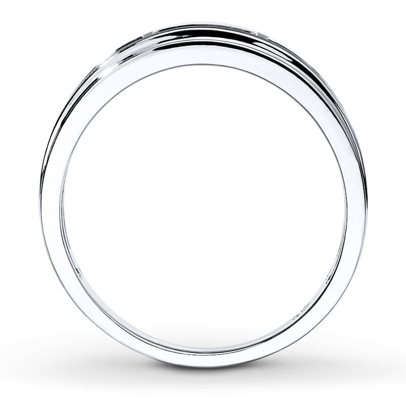 Main Image 2 of Previously Owned Men's Wedding Band 1/4 ct tw Round-cut Diamonds 10K White Gold - Size 7.5