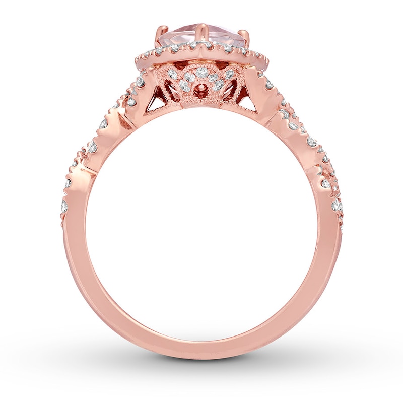 Main Image 2 of Previously Owned Neil Lane Morganite Engagement Ring 3/4 ct tw Round-cut Diamonds 14K Rose Gold - Size 4.5