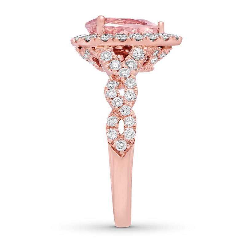 Main Image 3 of Previously Owned Neil Lane Morganite Engagement Ring 3/4 ct tw Round-cut Diamonds 14K Rose Gold - Size 4.5