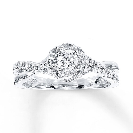 Previously Owned Diamond Engagement Ring 1/2 carat tw 10K White Gold Size 8.75