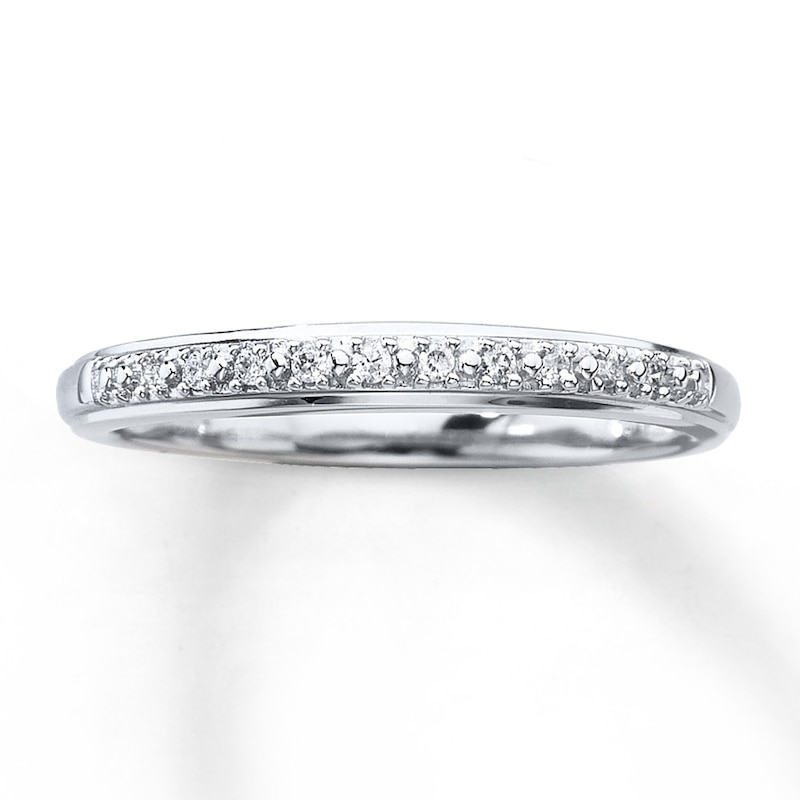 Main Image 1 of Previously Owned Diamond Accent Wedding Band Round-cut 10K White Gold Size 3