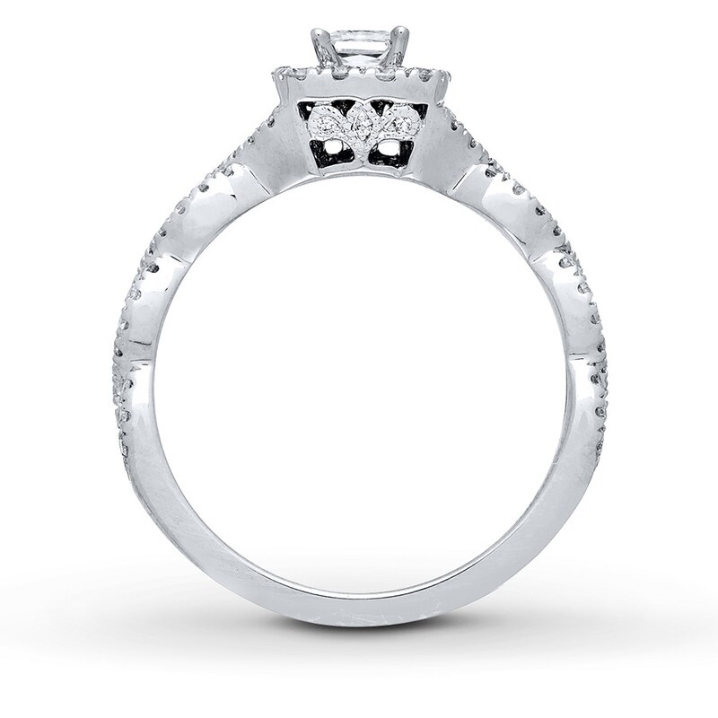 Main Image 2 of Previously Owned Neil Lane Engagement Ring 5/8 ct tw Princess & Round-cut 14K White Gold - Size 3.5