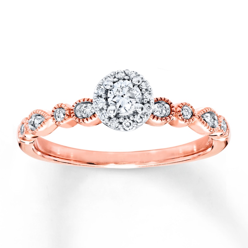 Main Image 1 of Previously Owned Diamond Engagement Ring 1/4 ct tw Round-cut 10K Two-Tone Gold Size 11.25