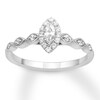 Thumbnail Image 1 of Previously Owned Diamond Engagement Ring 1/3 ct tw Marquise & Round-cut 10K White Gold Size 11