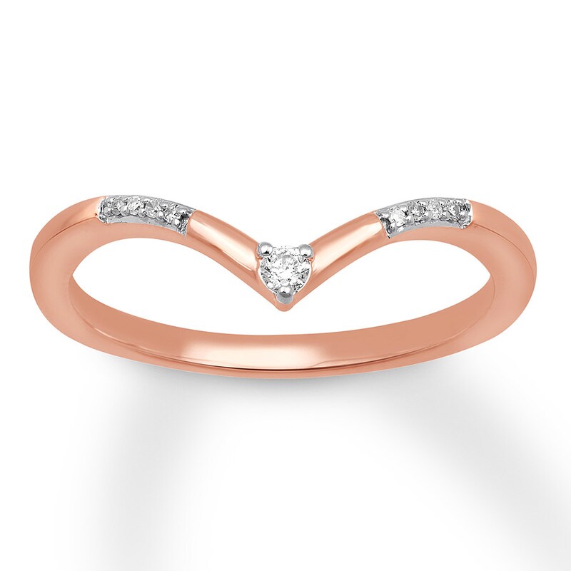 Main Image 1 of Previously Owned Chevron Ring 1/20 ct tw Round-cut 10K Rose Gold - Size 9.75