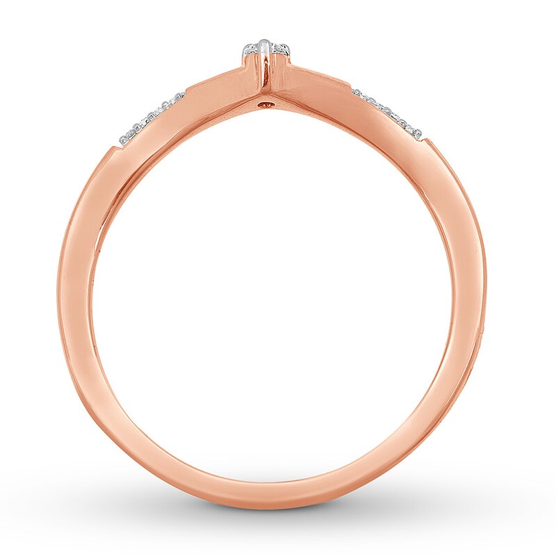 Main Image 2 of Previously Owned Chevron Ring 1/20 ct tw Round-cut 10K Rose Gold - Size 9.75