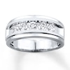 Thumbnail Image 1 of Previously Owned Men's Wedding Band 1 ct tw Round-cut Diamonds 10K White Gold Size 13.75