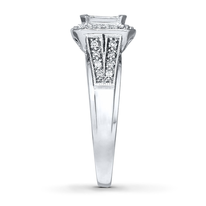 Main Image 3 of Previously Owned Diamond Engagement Ring 1/3 ct tw Princess & Round-cut 10K White Gold Size 11