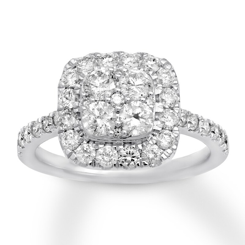 Main Image 1 of Previously Owned Diamond Engagement Ring 1-3/8 ct tw Round-cut 14K White Gold Size 9.75