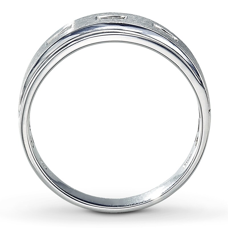 Main Image 2 of Previously Owned Men's Diamond Wedding Band 1/6 ct tw Square-cut 10K White Gold Size 8