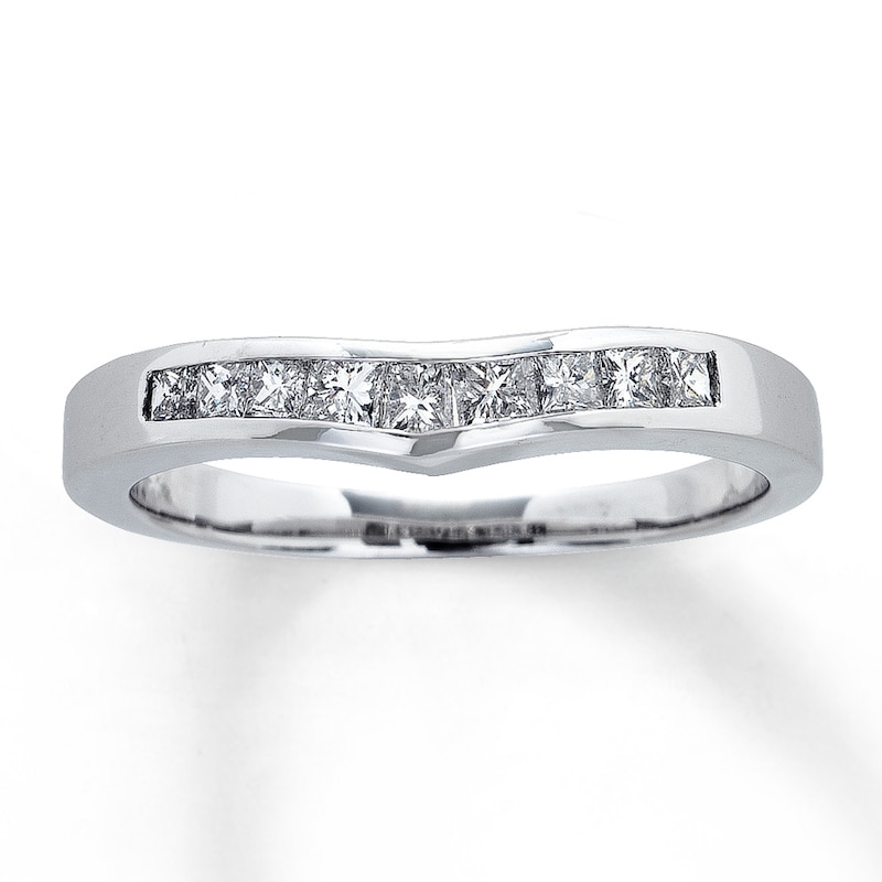 Main Image 1 of Previously Owned Diamond Enhancer Ring 3/8 ct tw Princess-cut 14K White Gold - Size 3.5