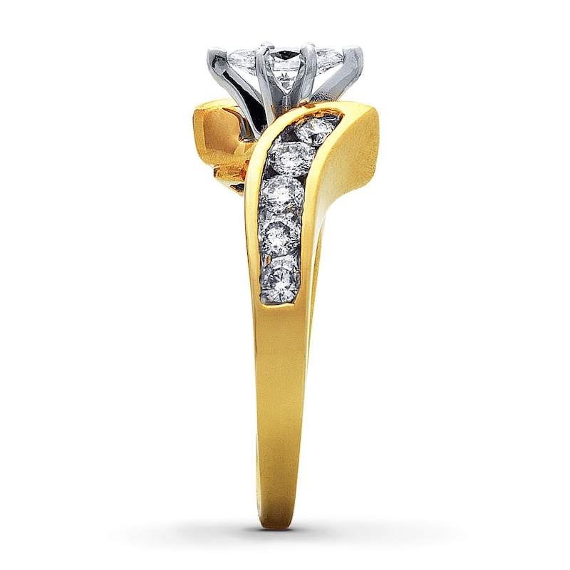Previously Owned Diamond Engagement Ring 3/4 ct tw Marquise & Round-cut 14K Yellow Gold - Size 4