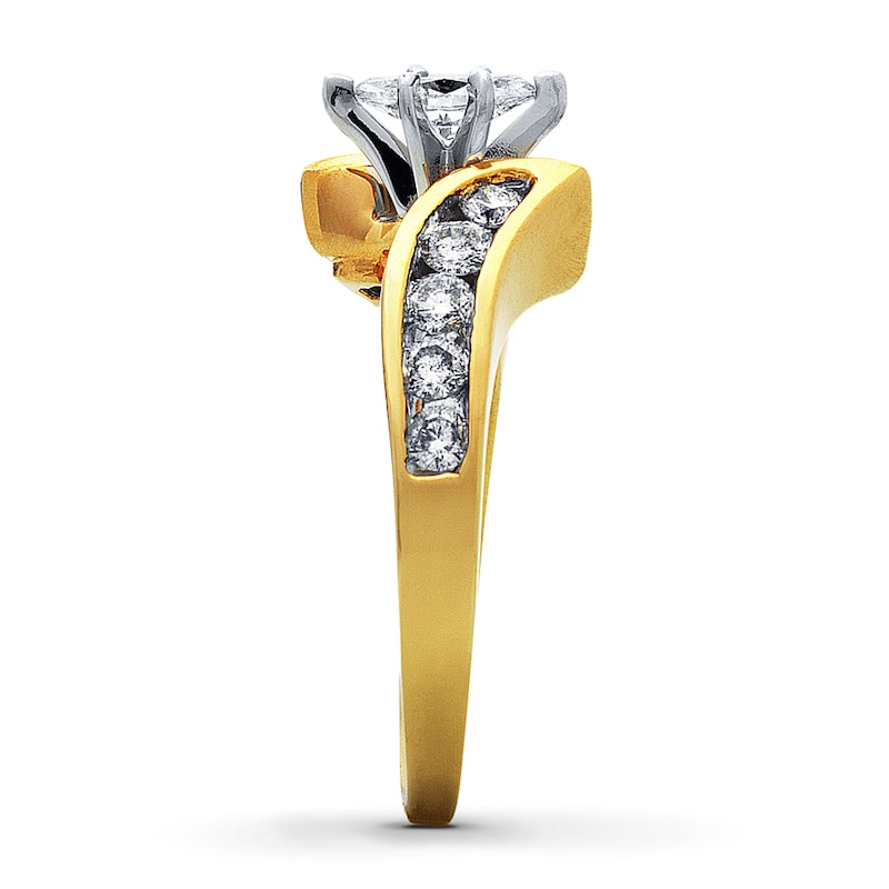 Main Image 2 of Previously Owned Diamond Engagement Ring 3/4 ct tw Marquise & Round-cut 14K Yellow Gold - Size 4