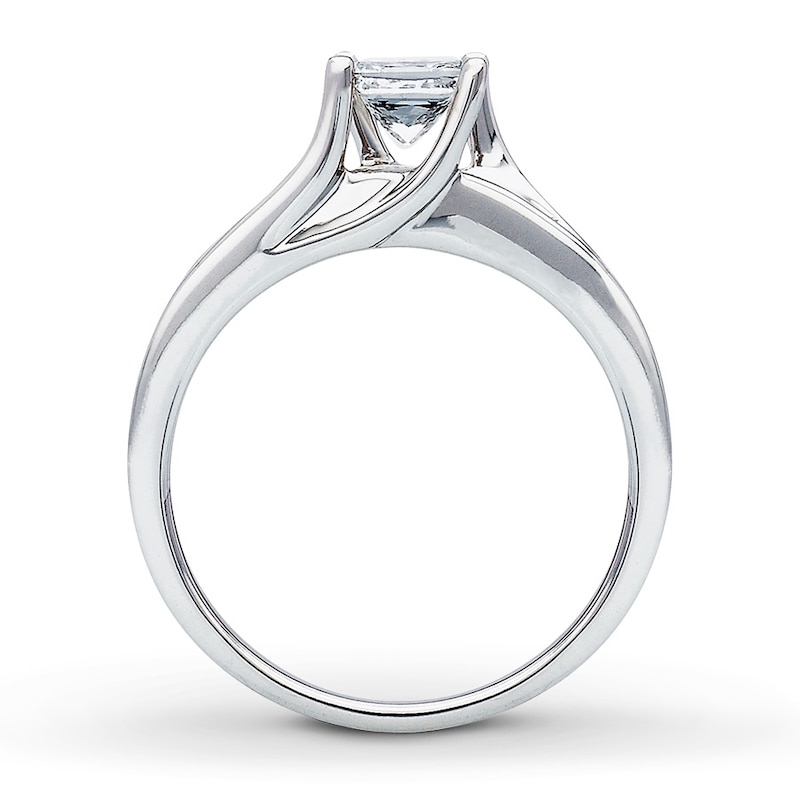 Main Image 2 of Previously Owned Diamond Engagement Ring 1 ct tw Princess & Round-cut 14K White Gold Size 3.25
