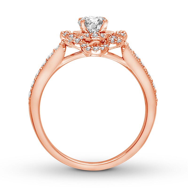 Main Image 3 of Previously Owned Diamond Engagement Ring 7/8 ct tw Round-cut 14K Rose Gold - Size 11.75