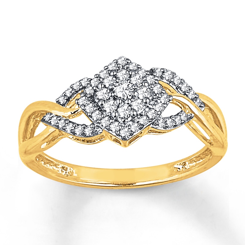 Main Image 1 of Previously Owned Diamond Ring 1/4 ct tw Round-cut 10K Yellow Gold - Size 11.5