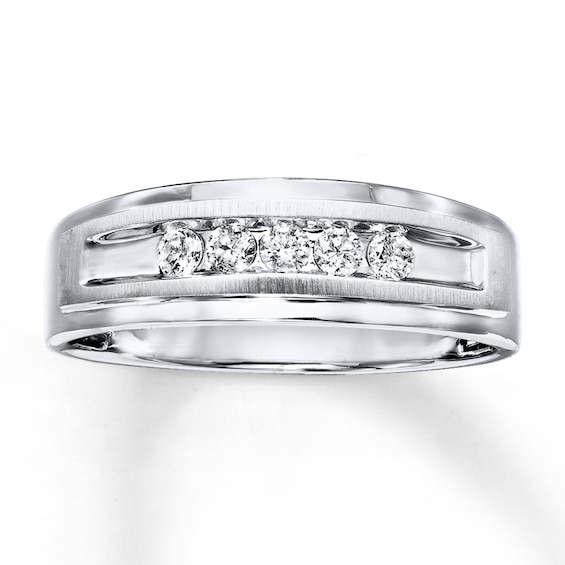 Previously Owned Men's Diamond Wedding Band 1/4 ct tw Round-cut 10K White Gold Size 6