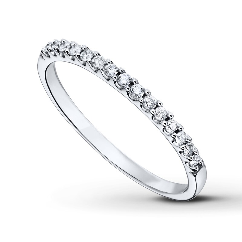 Main Image 1 of Previously Owned Diamond Anniversary Band 1/6 ct tw Round-cut 14K White Gold Size 10.25