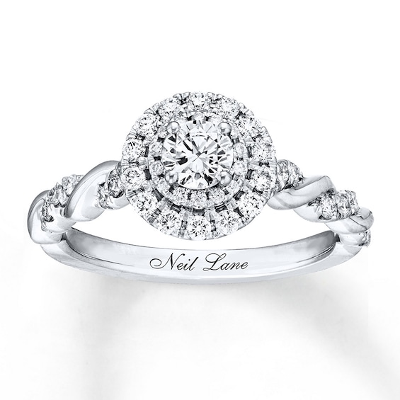 Previously Owned Neil Lane Engagement Ring 3/4 ct tw Round-cut Diamonds 14K White Gold Size 4.25