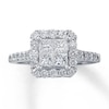 Thumbnail Image 1 of Previously Owned Diamond Engagement Ring 1-1/2 ct tw Princess & Round-cut 14K White Gold Size 4